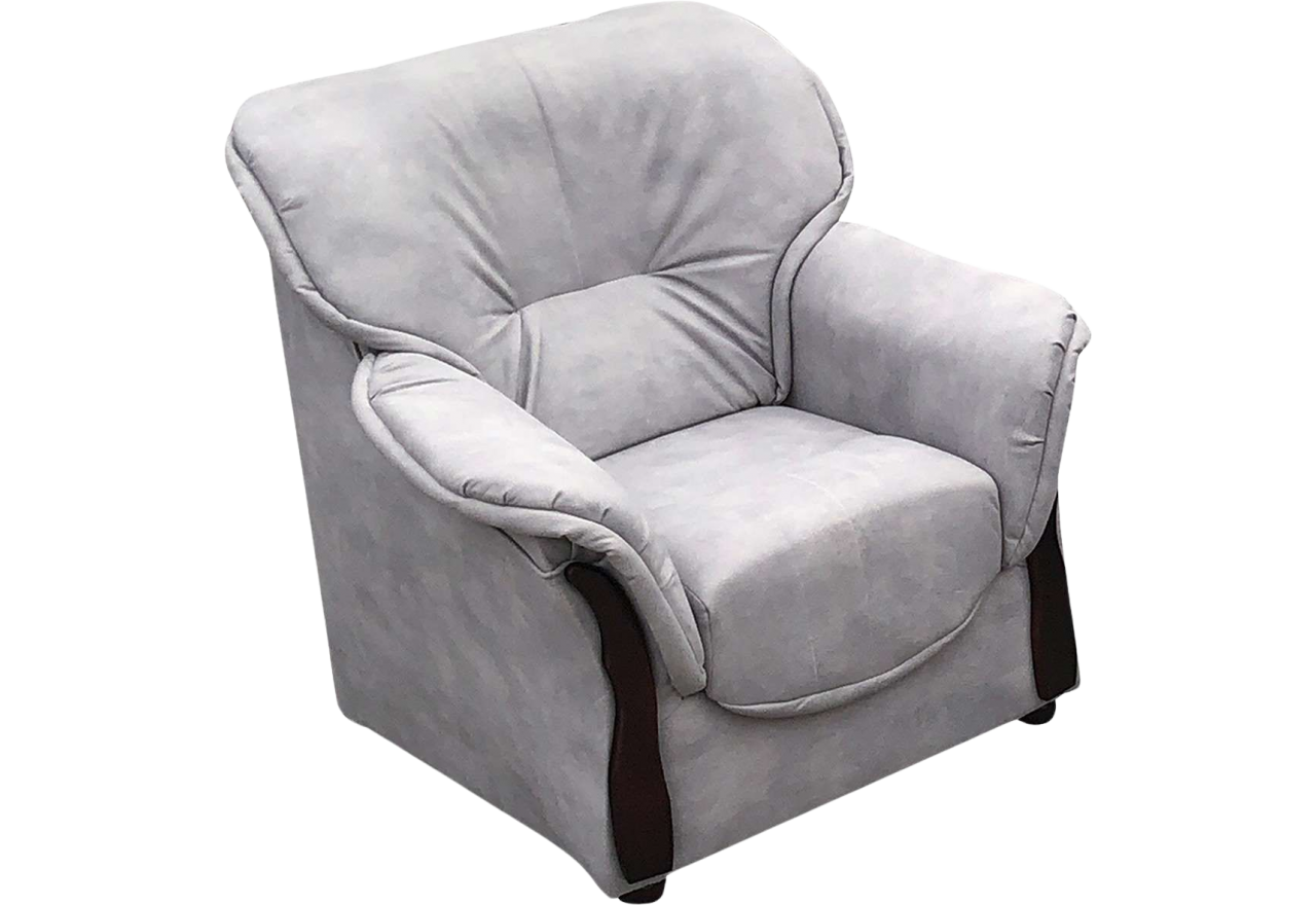 Stylowy jasnoszary fotel wypoczynkowy do salonu ALBANETA z tapicerką z ecoskóry