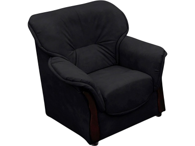 Czarny klasyczny fotel wypoczynkowy ze schowkiem ALBANETA do salonu i pokoju dziennego