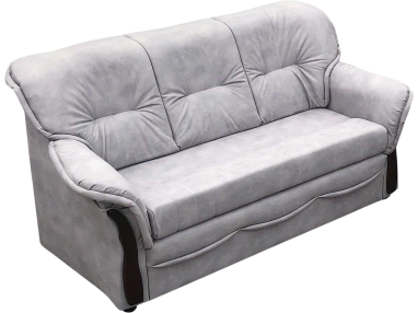 Elegancka sofa z funkcją spania i pojemnikiem na pościel ALBANETA jasnoszara wolnostojąca