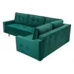 Bordowy narożnik wypoczynkowy ABETO z pikowanym siedziskiem na sprężynach i funkcją spania