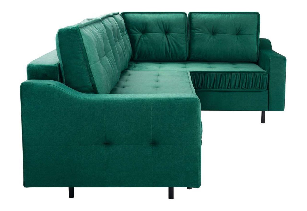 Bordowy narożnik wypoczynkowy ABETO z pikowanym siedziskiem na sprężynach i funkcją spania