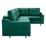 Bordowy narożnik wypoczynkowy ABETO z pikowanym siedziskiem na sprężynach i funkcją spania