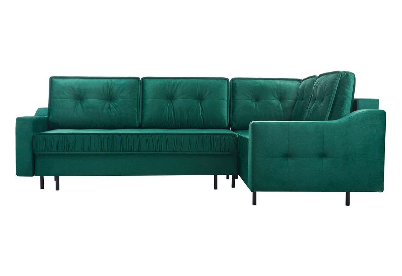 Bordowy narożnik wypoczynkowy ABETO z pikowanym siedziskiem na sprężynach i funkcją spania