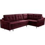 Bordowy narożnik wypoczynkowy ABETO z pikowanym siedziskiem na sprężynach i funkcją spania