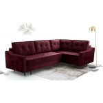Bordowy narożnik wypoczynkowy ABETO z pikowanym siedziskiem na sprężynach i funkcją spania