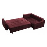 Bordowy narożnik wypoczynkowy ABETO z pikowanym siedziskiem na sprężynach i funkcją spania