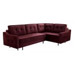 Bordowy narożnik wypoczynkowy ABETO z pikowanym siedziskiem na sprężynach i funkcją spania