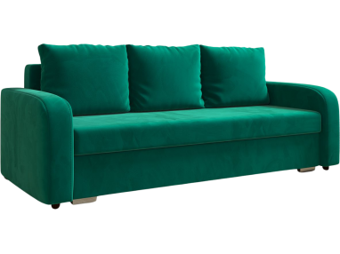 Sofa z funkcją spania i pojemnikiem na pościel - LENA butelkowa zieleń