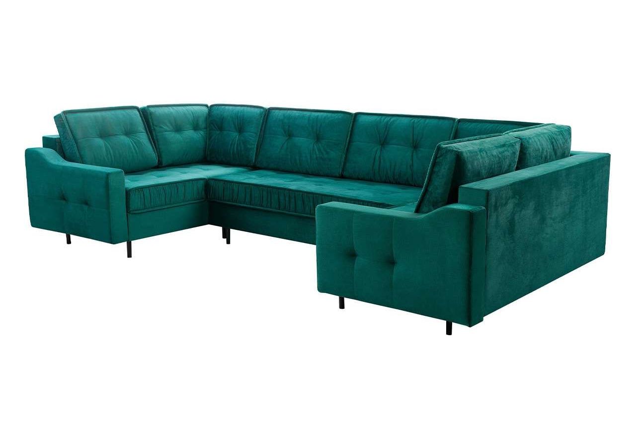 Nowoczesny narożnik glamour do dużego salonu ABETO rozkładany z bordową tapicerką