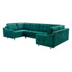 Nowoczesny narożnik glamour do dużego salonu ABETO rozkładany z bordową tapicerką