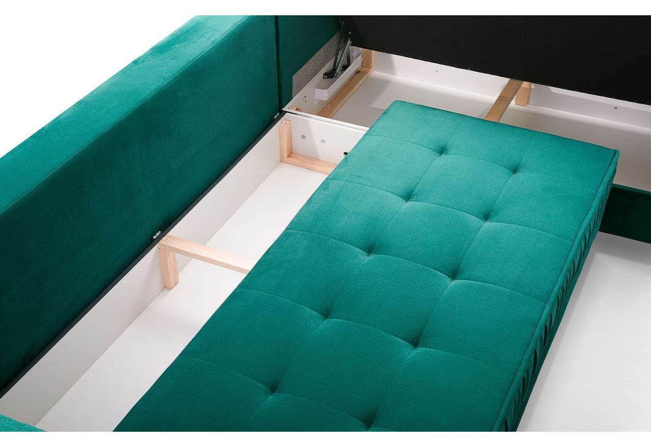 Nowoczesny narożnik glamour do dużego salonu ABETO rozkładany z bordową tapicerką