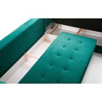 Nowoczesny narożnik glamour do dużego salonu ABETO rozkładany z bordową tapicerką