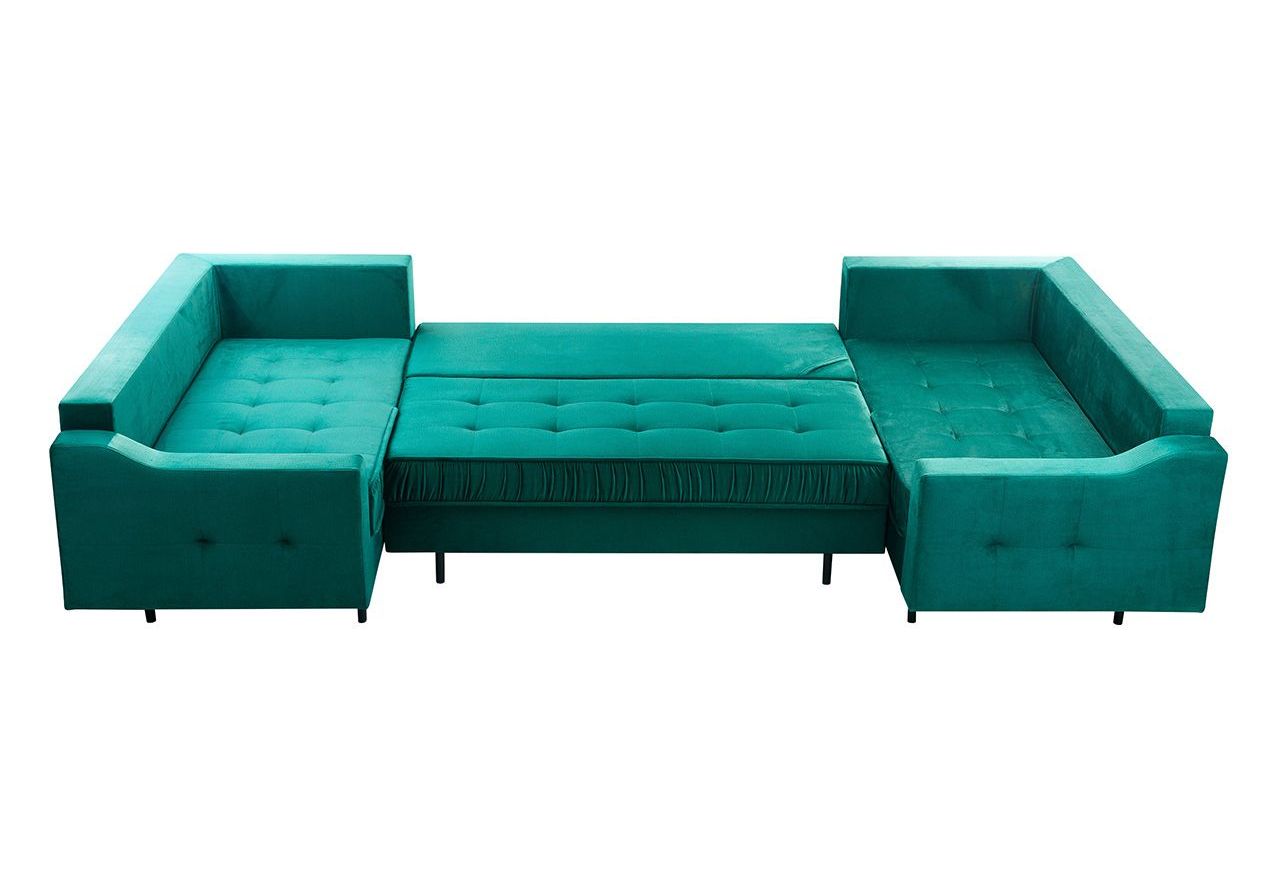 Nowoczesny narożnik glamour do dużego salonu ABETO rozkładany z bordową tapicerką