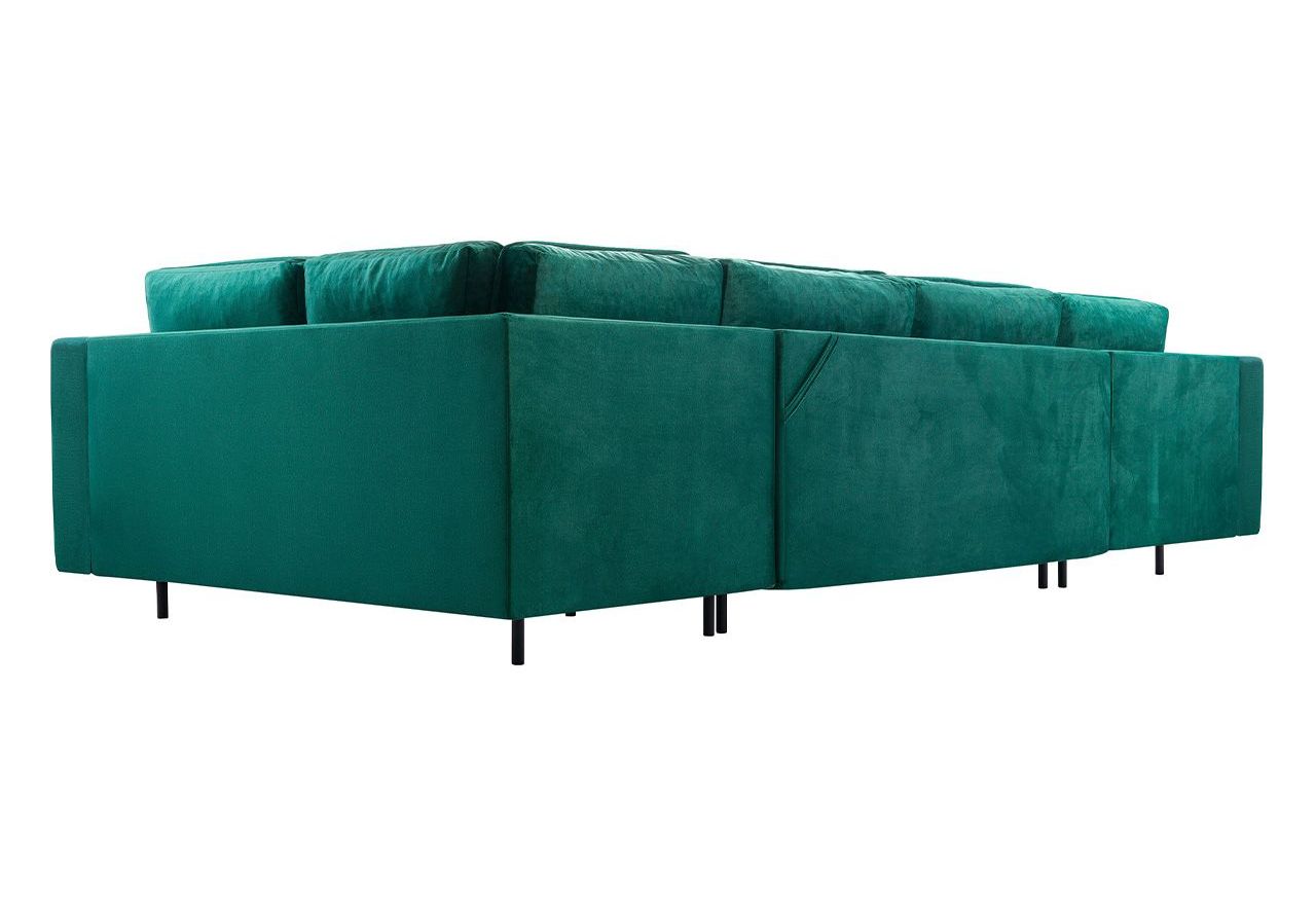 Nowoczesny narożnik glamour do dużego salonu ABETO rozkładany z bordową tapicerką