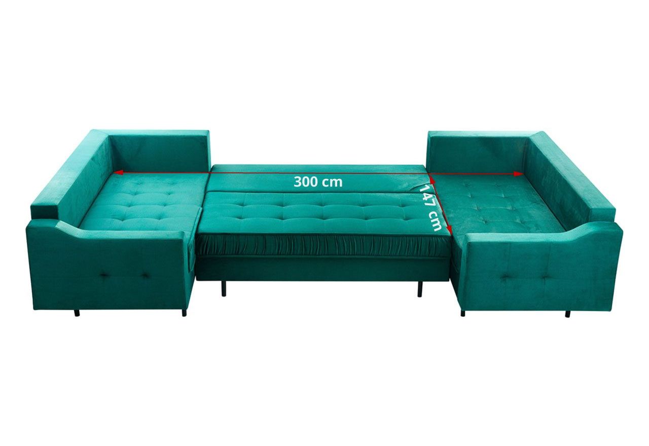 Nowoczesny narożnik glamour do dużego salonu ABETO rozkładany z bordową tapicerką