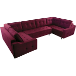 Nowoczesny narożnik glamour do dużego salonu ABETO rozkładany z bordową tapicerką
