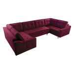 Nowoczesny narożnik glamour do dużego salonu ABETO rozkładany z bordową tapicerką
