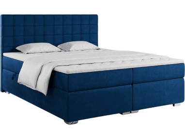 Dwuosobowe łóżko kontynentalne z materacem do sypialni - CARMEN 140x200 granatowy