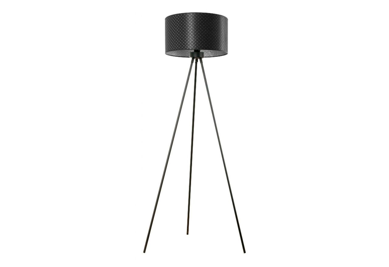 Stylowa lampa podłogowa PERSJA z czarnym abażurem na trójnogu do salonu glamour