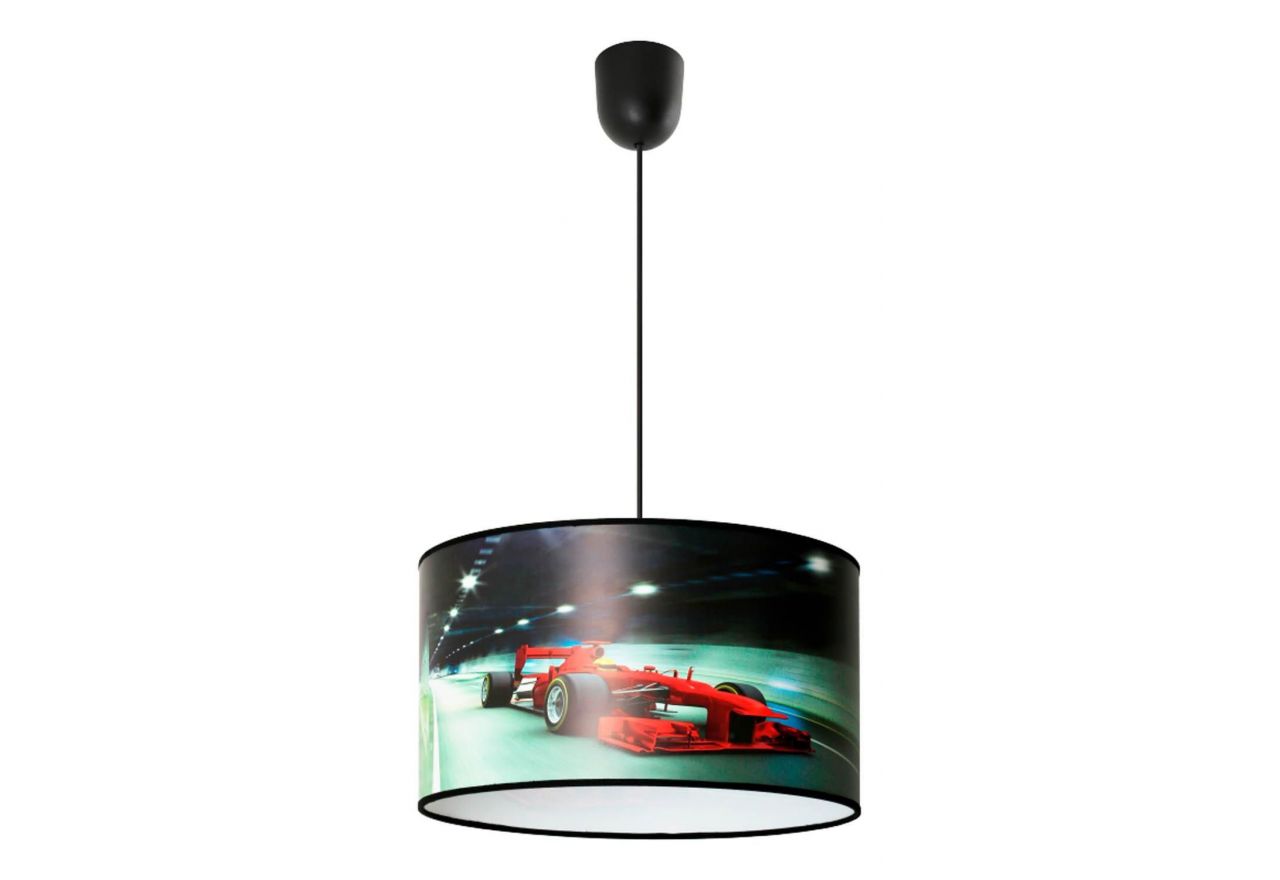 Lampa wisząca do pokoju dziecięcego RANCO z grafiką bolidu F1