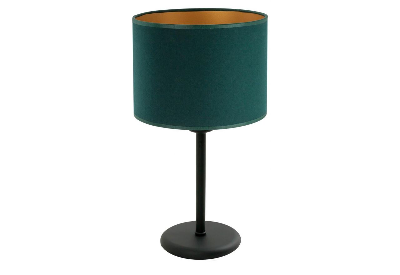 Elegancka lampka w stylu glamour AGAPE z zielono-złotym kloszem na czarnej metalowej podstawie