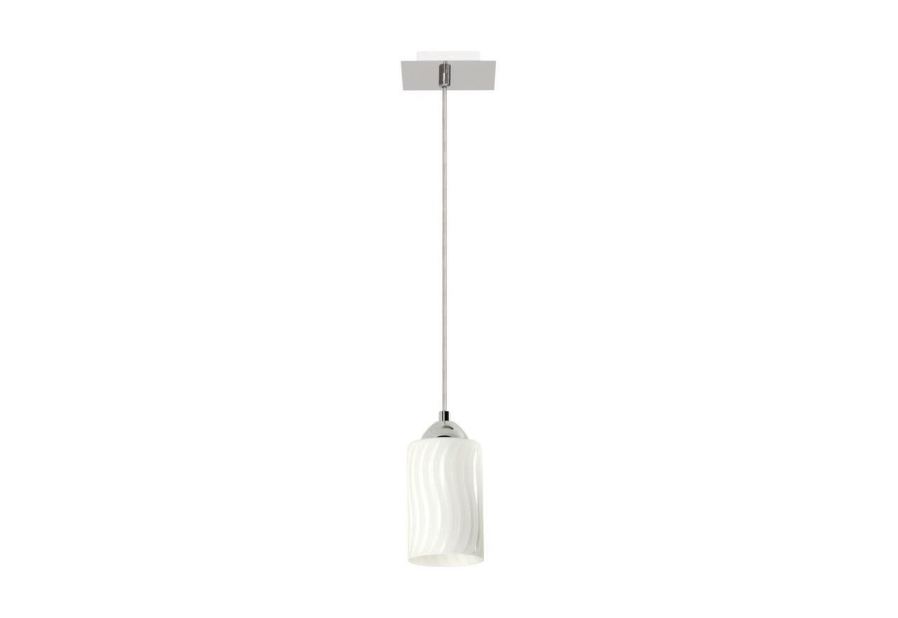 Lampa wisząca OLMI z prostym białym kloszem ozdobionym subtelnym wzorem