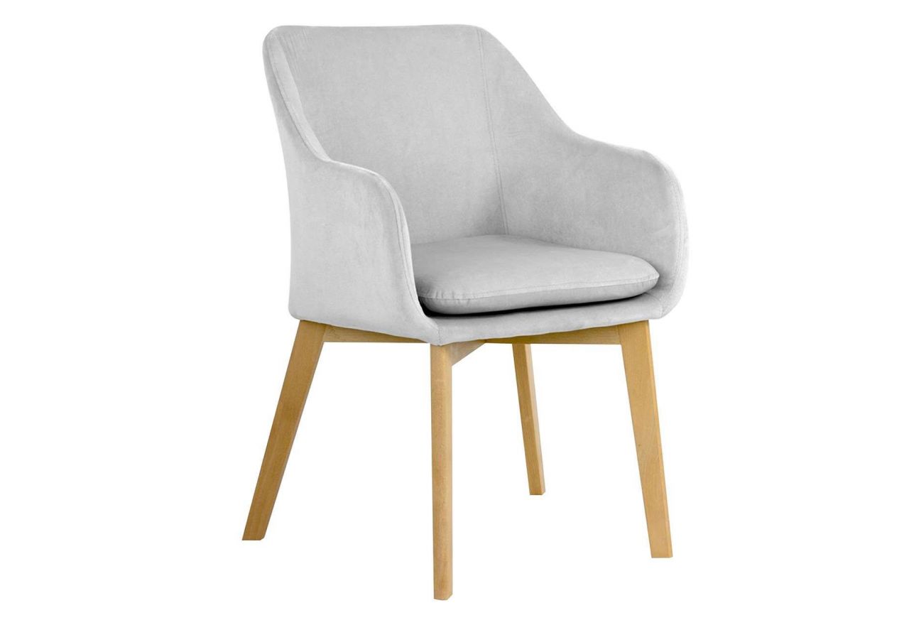 Nowoczesne krzesło kubełkowe HUERTA z ergonomicznymi podłokietnikami i drewnianymi nogami