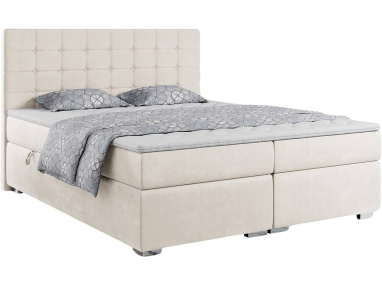 Łóżko kontynentalne z pikowanym wezgłowiem - CASSI 120x200 kremowy