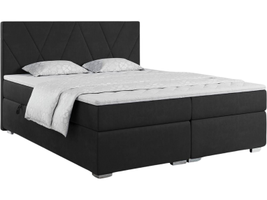 Łóżko kontynentalne podwójne z materacem i topperem - LAILA 140x200 czarny