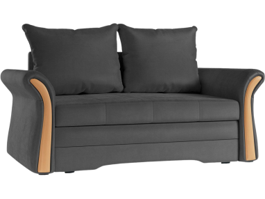Funkcjonalna, modna sofa dwuosobowa z pojemnikiem na pościel, ciemnoszara - PRATO