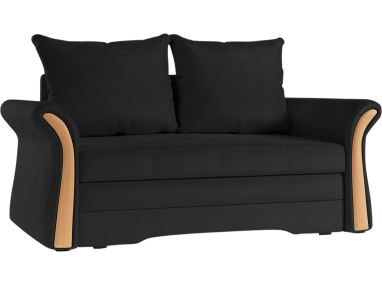 Stylowa, praktyczna sofa dwuosobowa do salonu, rozkładana z pojemnikiem na pościel, czarna - PRATO