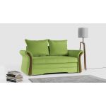 Sofa 2-osobowa granatowa, rozkładana z funkcją spania i akcentami drewnianymi do salonu - PRATO