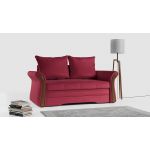 Sofa 2-osobowa granatowa, rozkładana z funkcją spania i akcentami drewnianymi do salonu - PRATO