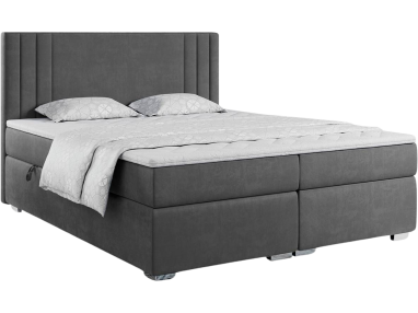 Eleganckie łóżko kontynentalne z materacem typu pocket H3 i opcją pojemnika - MARISE 140x200 ciemny szary