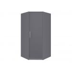 Szafa narożna do garderoby lub sypialni SAGOS w kolorze modnej szarości, z półkami i drążkami na wieszaki