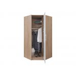 Szafa narożna do garderoby lub sypialni SAGOS w kolorze modnej szarości, z półkami i drążkami na wieszaki