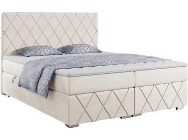 Łóżko kontynentalne z opcją pojemnika na pościel - IRMA 120x200 kremowy