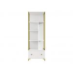 Piękny biało-złoty regał w stylu glamour COLETTA z elementami stalowymi i wieloma półkami