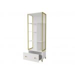 Piękny biało-złoty regał w stylu glamour COLETTA z elementami stalowymi i wieloma półkami