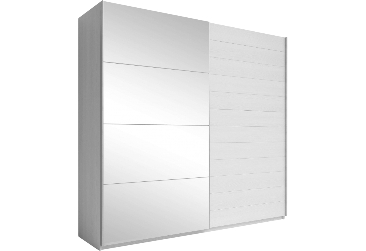 Szafa GALAKTA 270 cm do sypialni lub garderoby, biała z dwojgiem drzwi i lustrem