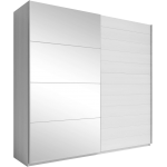 Szafa GALAKTA 270 cm do sypialni lub garderoby, biała z dwojgiem drzwi i lustrem