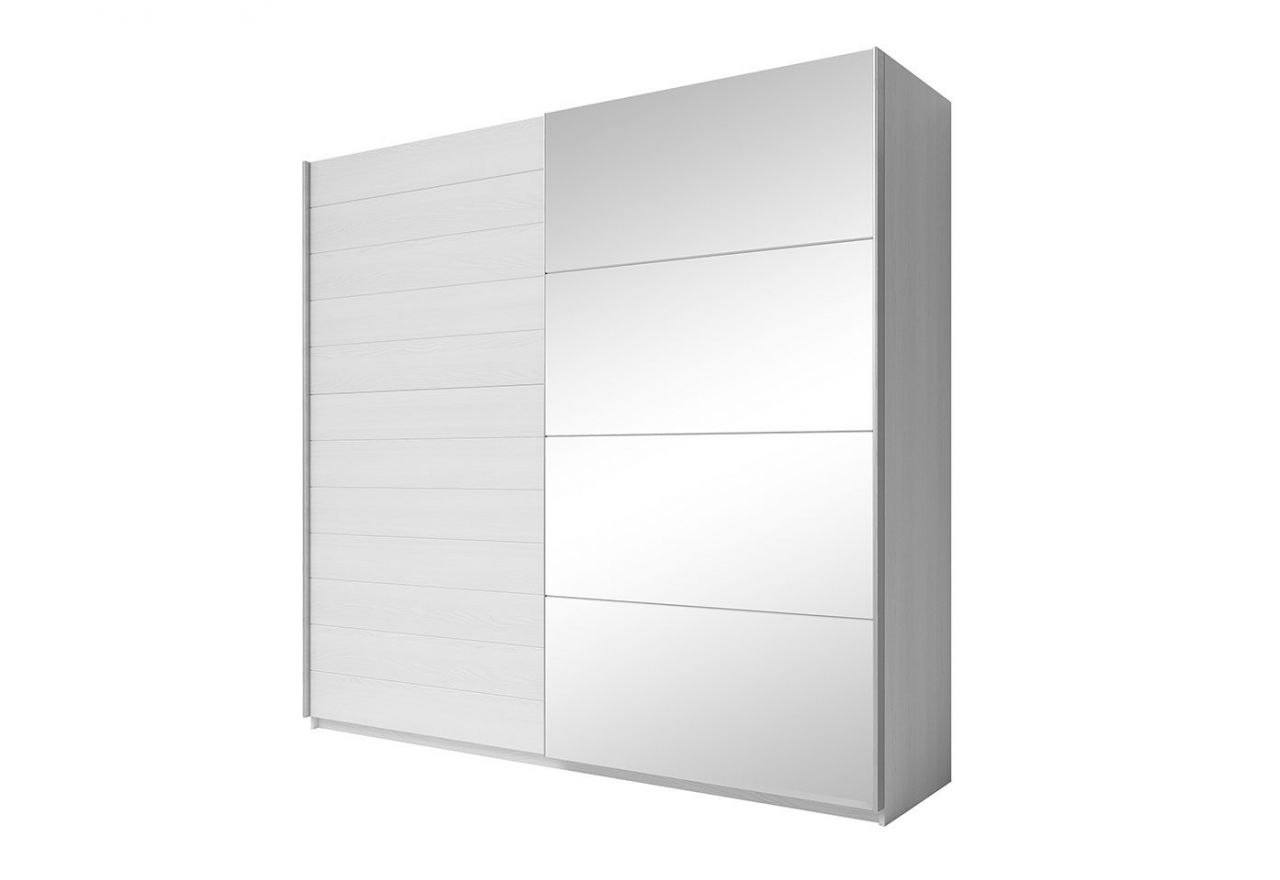 Szafa GALAKTA 270 cm do sypialni lub garderoby, biała z dwojgiem drzwi i lustrem