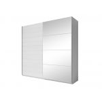 Szafa GALAKTA 270 cm do sypialni lub garderoby, biała z dwojgiem drzwi i lustrem