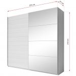 Szafa GALAKTA 270 cm do sypialni lub garderoby, biała z dwojgiem drzwi i lustrem