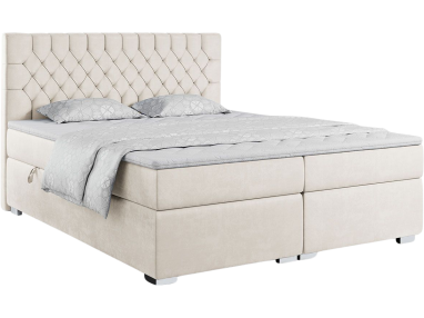 Łóżko kontynentalne z opcją pojemnika na pościel - PERA 160x200 kremowy