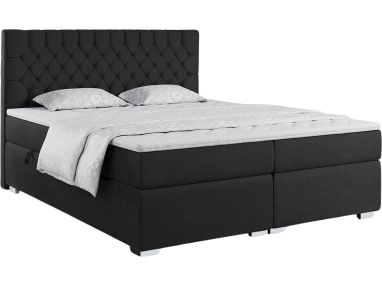 Łóżko kontynentalne z opcją pojemnika na pościel - PERA 160x200 czarny