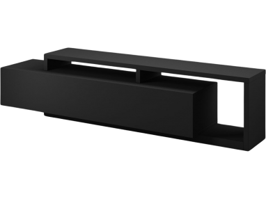 Elegancka i nowoczesna niska komoda pod telewizor KAPPA w czarnym matowym kolorze
