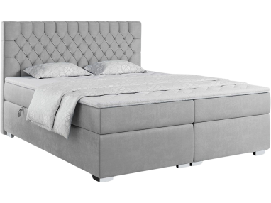 Łóżko kontynentalne z opcją pojemnika na pościel - PERA 160x200 jasny szary