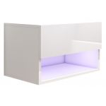 Wisząca, nowoczesna, biała szafka nocna z szufladą i wielobarwnym oświetleniem LED - PORI 1