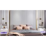 Wisząca, nowoczesna, biała szafka nocna z szufladą i wielobarwnym oświetleniem LED - PORI 1